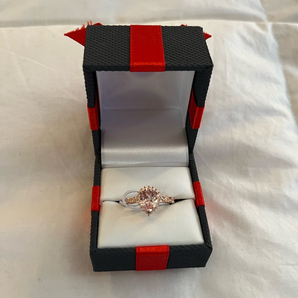 NWT Vintage Teardrop Morganite Ring 14K Rose Gold Vermeil Morganite Ring
